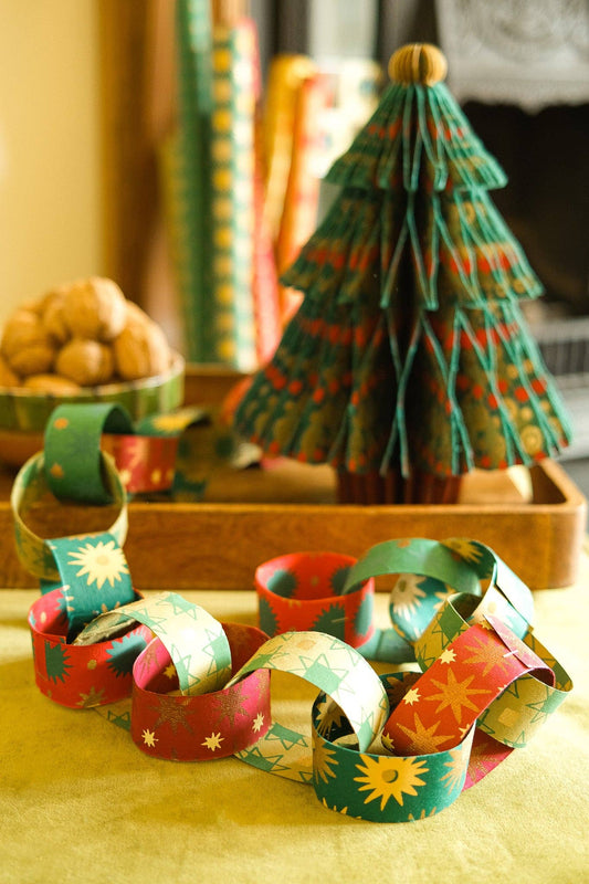 Handcrafted recycled cotton paper fir tree ornament