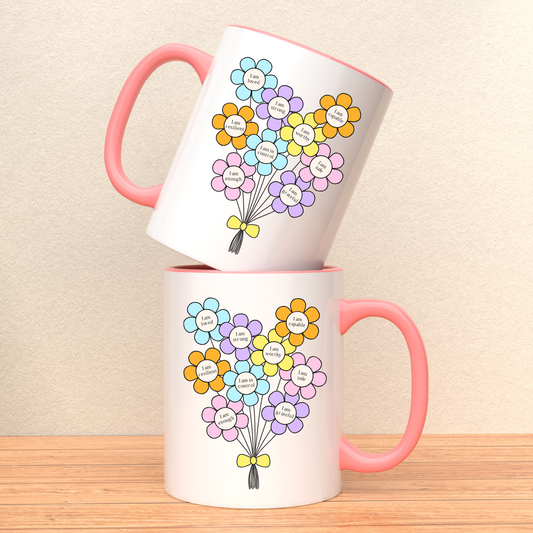 Close up of Affirmations to Lift You Up Ceramic Mug illustration