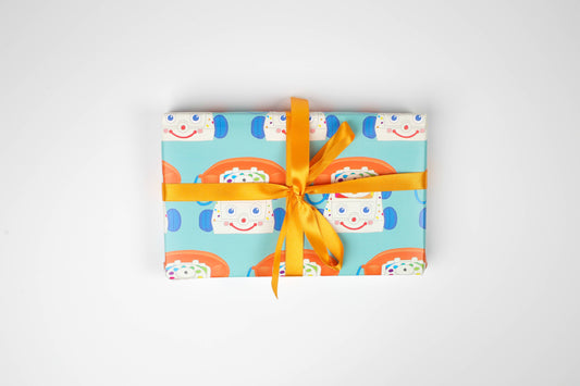 Recyclable retro toy phone gift wrap sheet, 500x700mm, UK printed