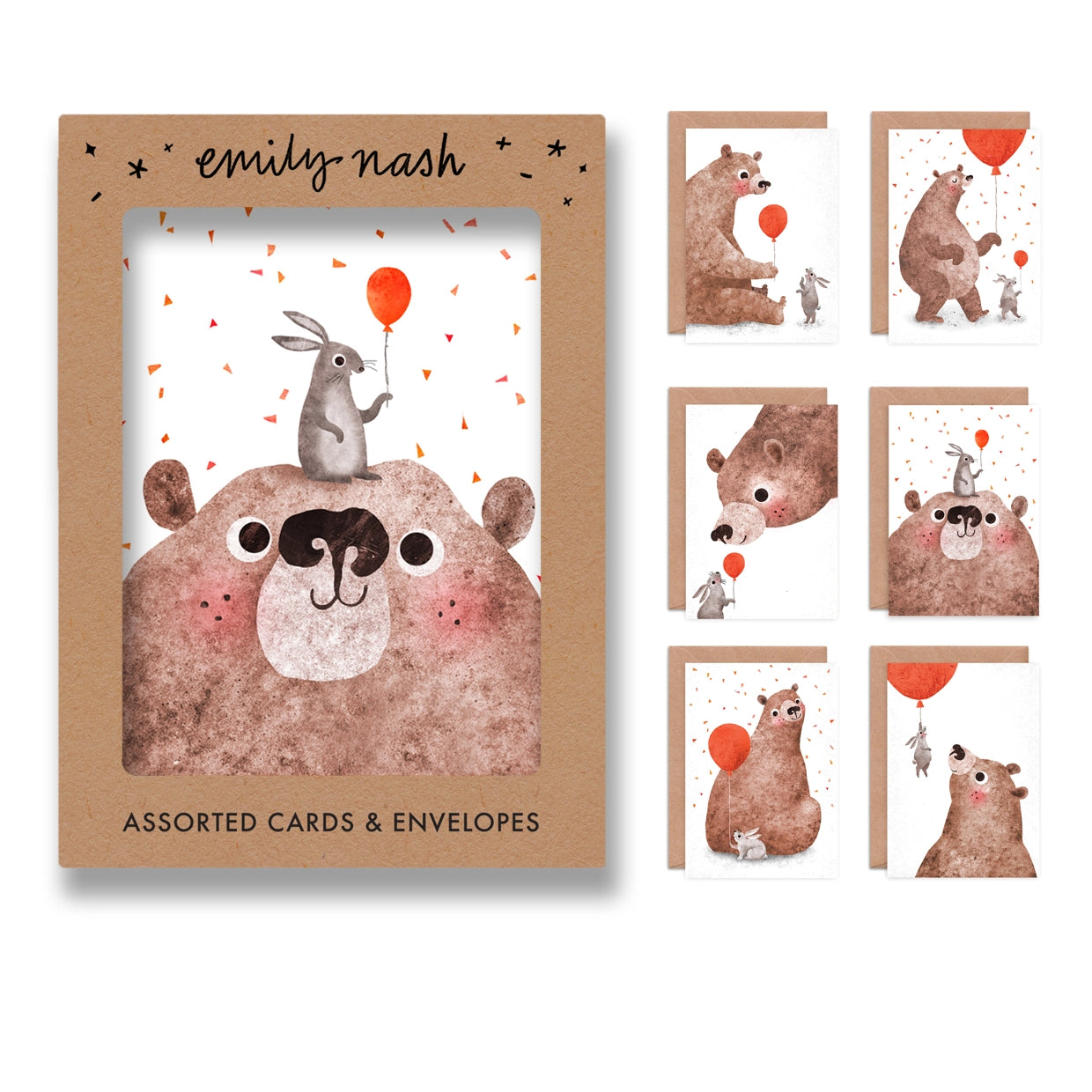 Bear & Bunny Multipack X 6 Cards | Pack of Birthday Cards
