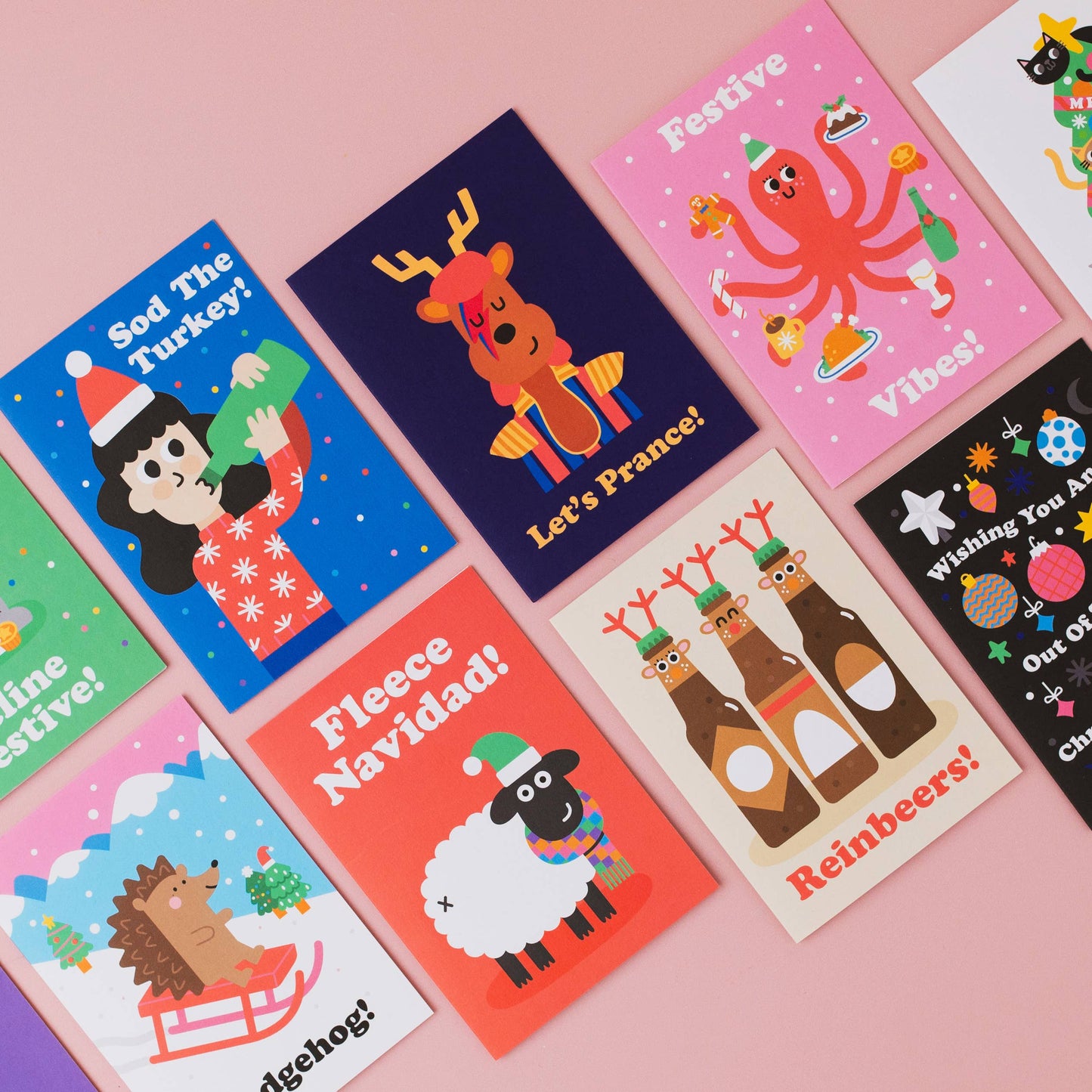 Plastic-free packaging and recycled envelope of the Tiny Dancer Christmas card