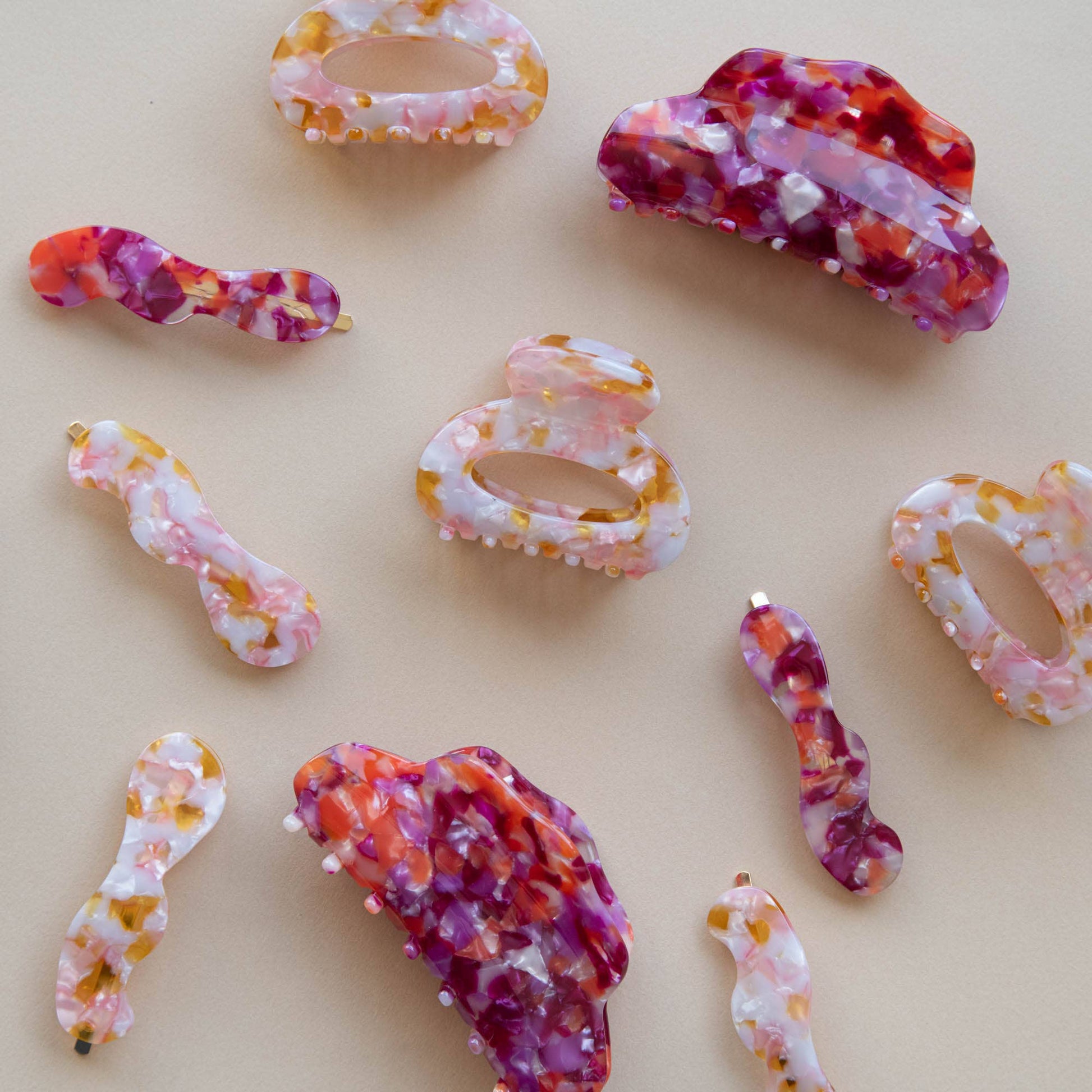 Berry hair slide being worn in hair