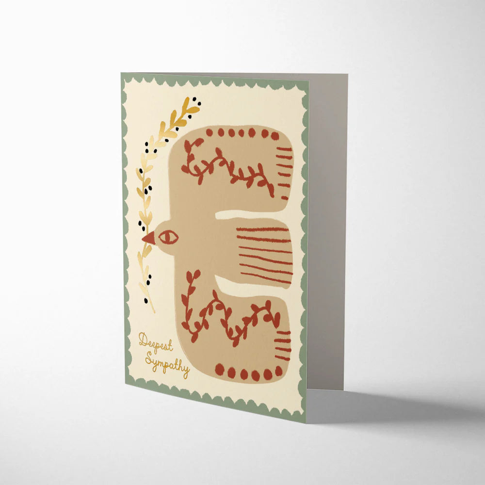 Deepest Sympathy Soleil Liberte Sustainable Greeting Card featuring a dove design