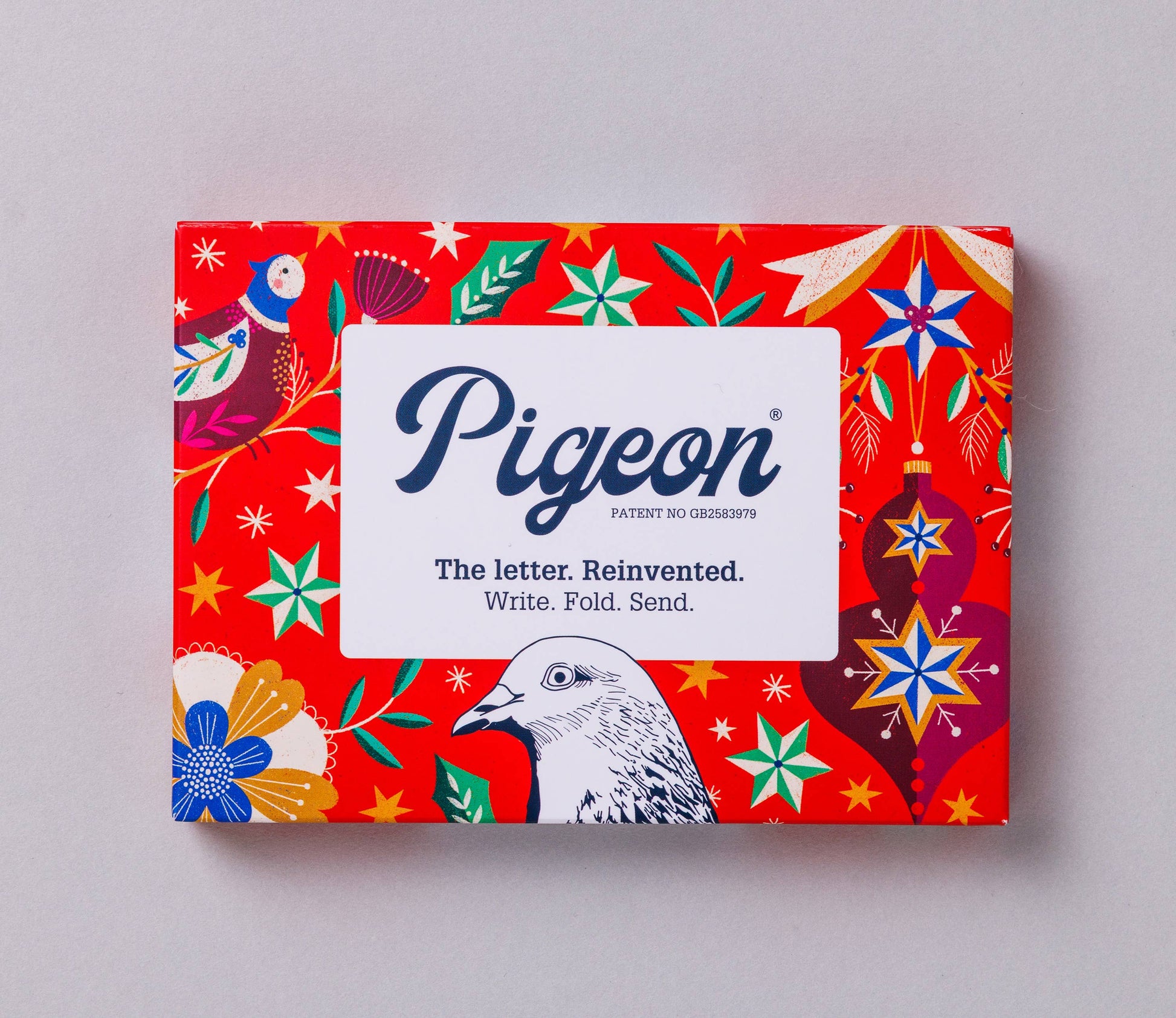 Festive Pigeon folding letter writing set pack of 6