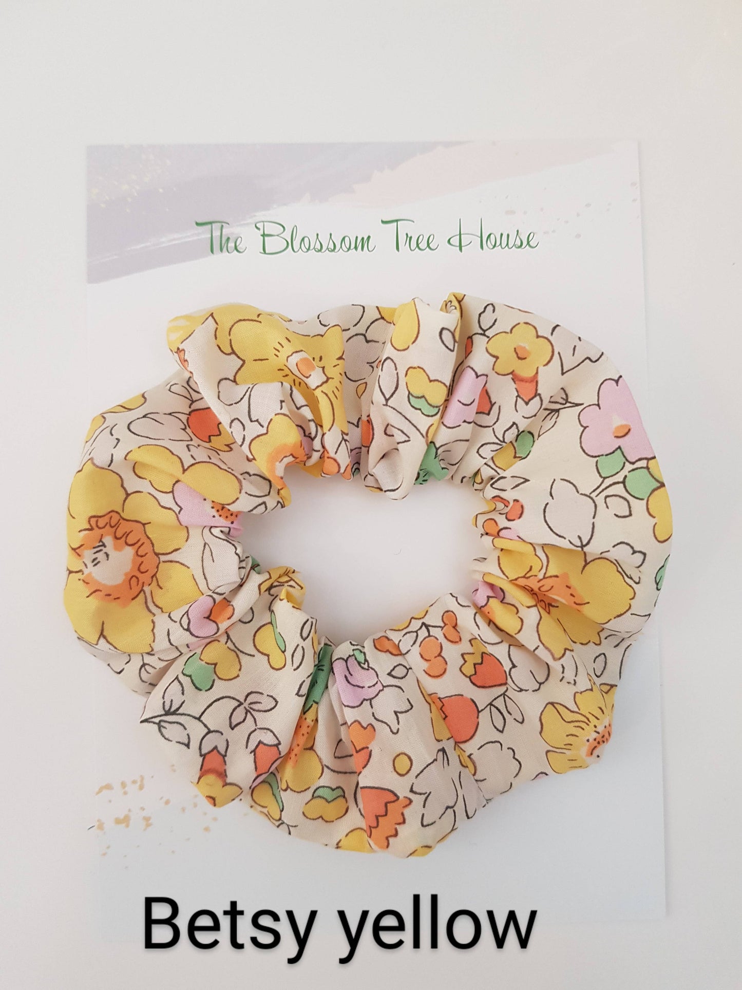 Handmade cotton scrunchie with Liberty fabric design, 9-10cm diameter
