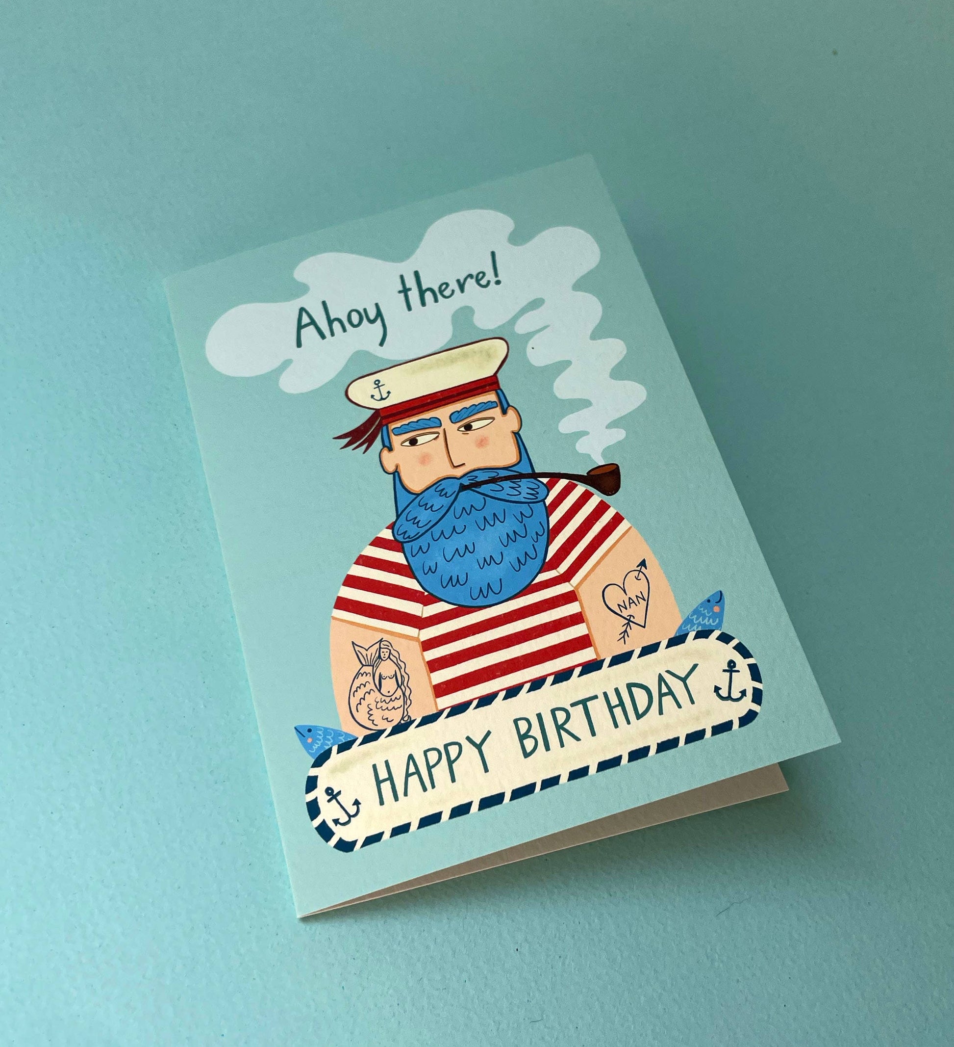 Blank inside of Ahoy There Old Sailor birthday card