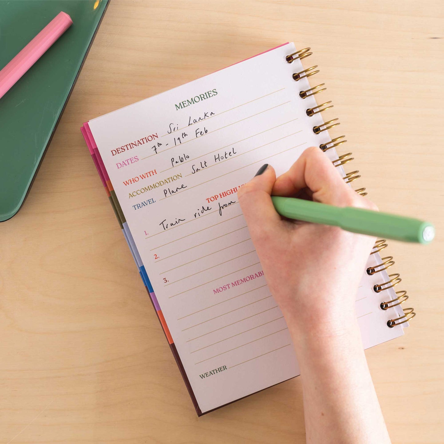 Close-up of 'The Essentials' page in A5 Wanderlust Travel Journal