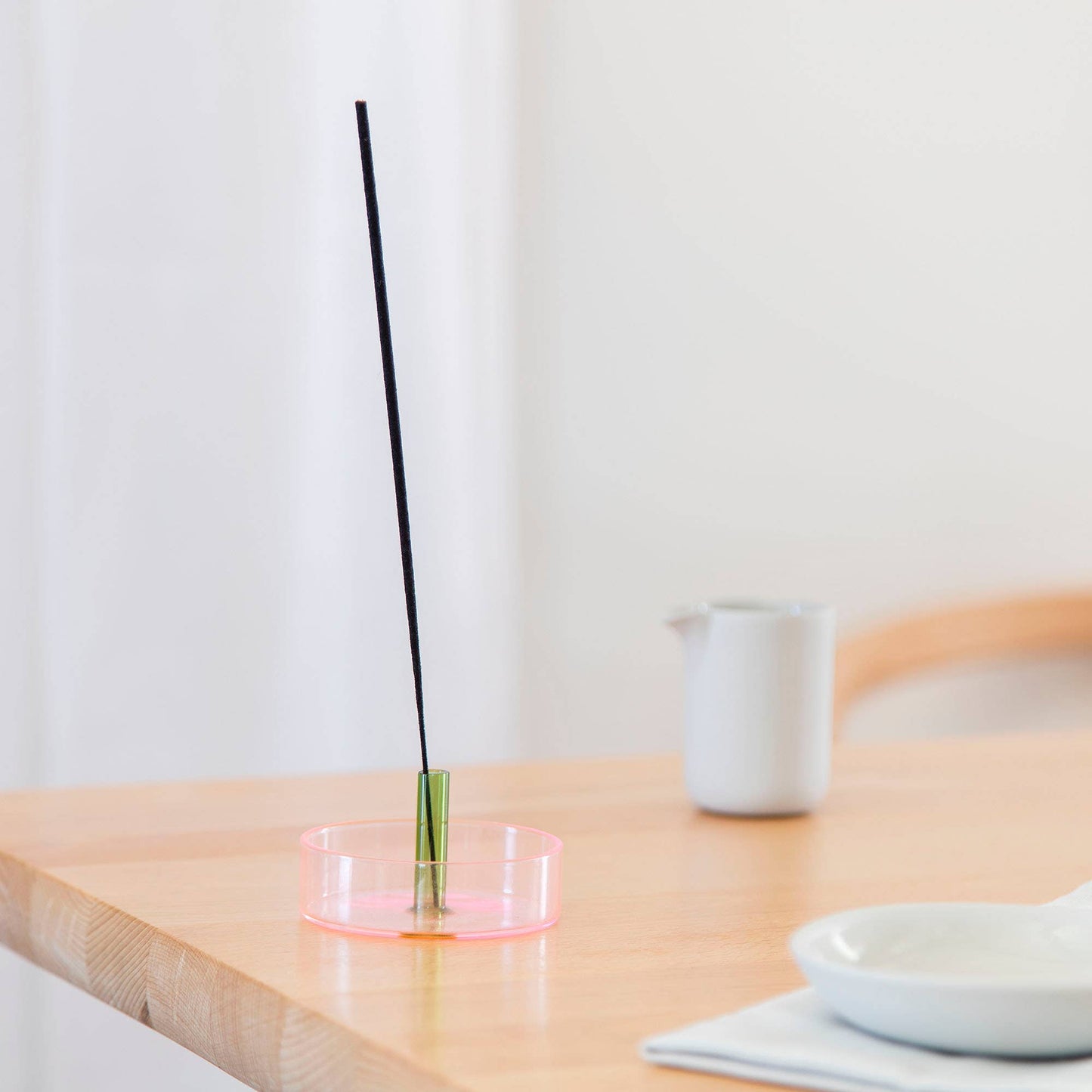 Ash collection feature of the wide base on the Duo Tone Glass Incense Holder