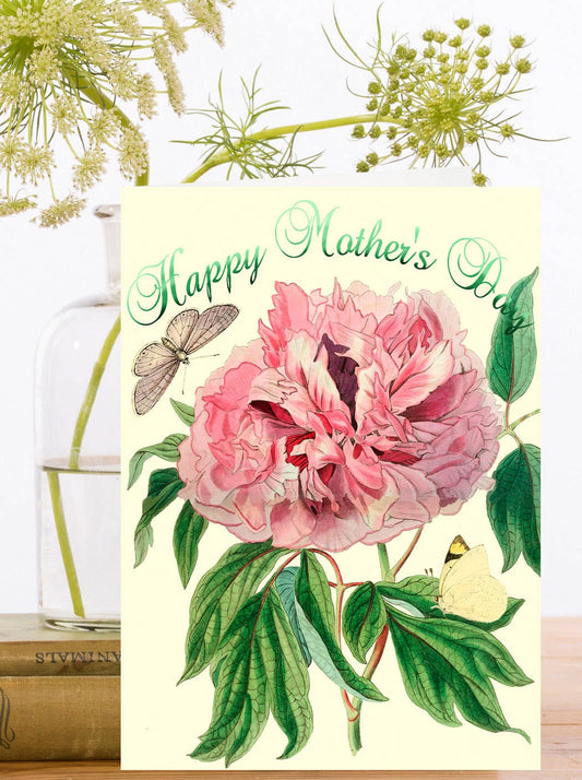 Vintage collage Mother’s Day greeting card with ivory envelope