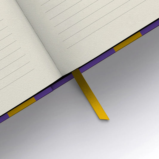 Grafika Grid A5 Lined Notebook, open to show sustainably certified lined pages