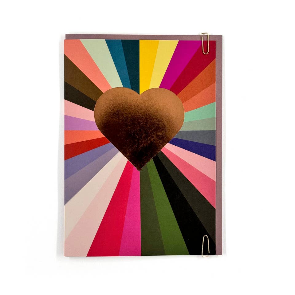 Love Heart Rainbow Valentine's Day Card with foiled details
