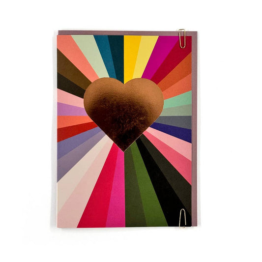 Love Heart Rainbow Valentine's Day Card with foiled details