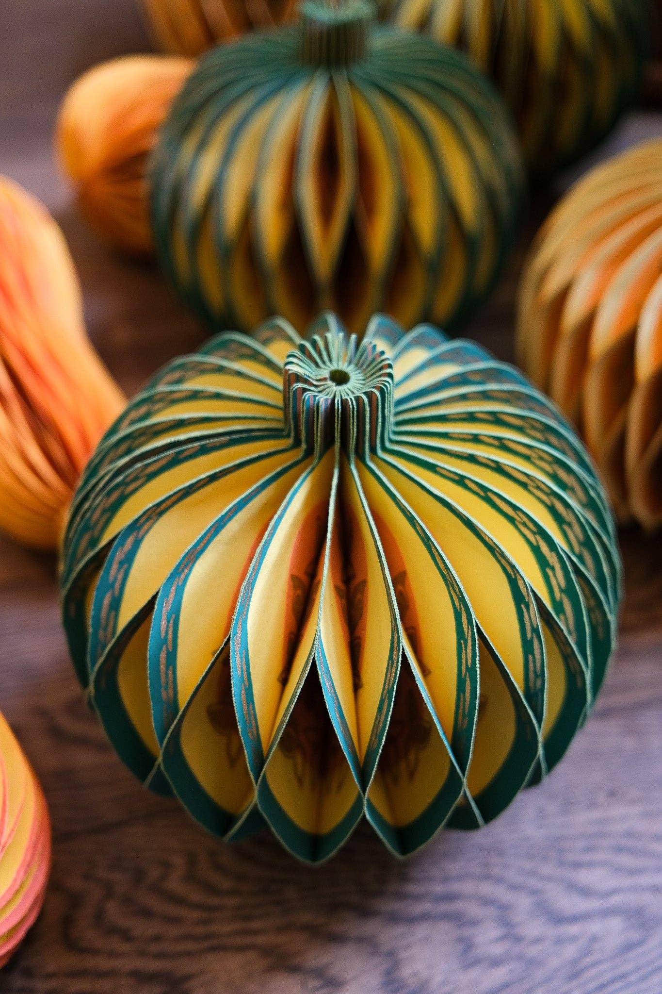 Recycled cotton paper gourd honeycomb decoration with cotton hanging loop, eco-friendly ornament.