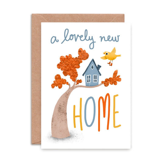 A Lovely New Home Greeting Card, close up of illustration detail