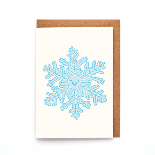 Mini Snowflake Card with happy face design and Kraft envelope