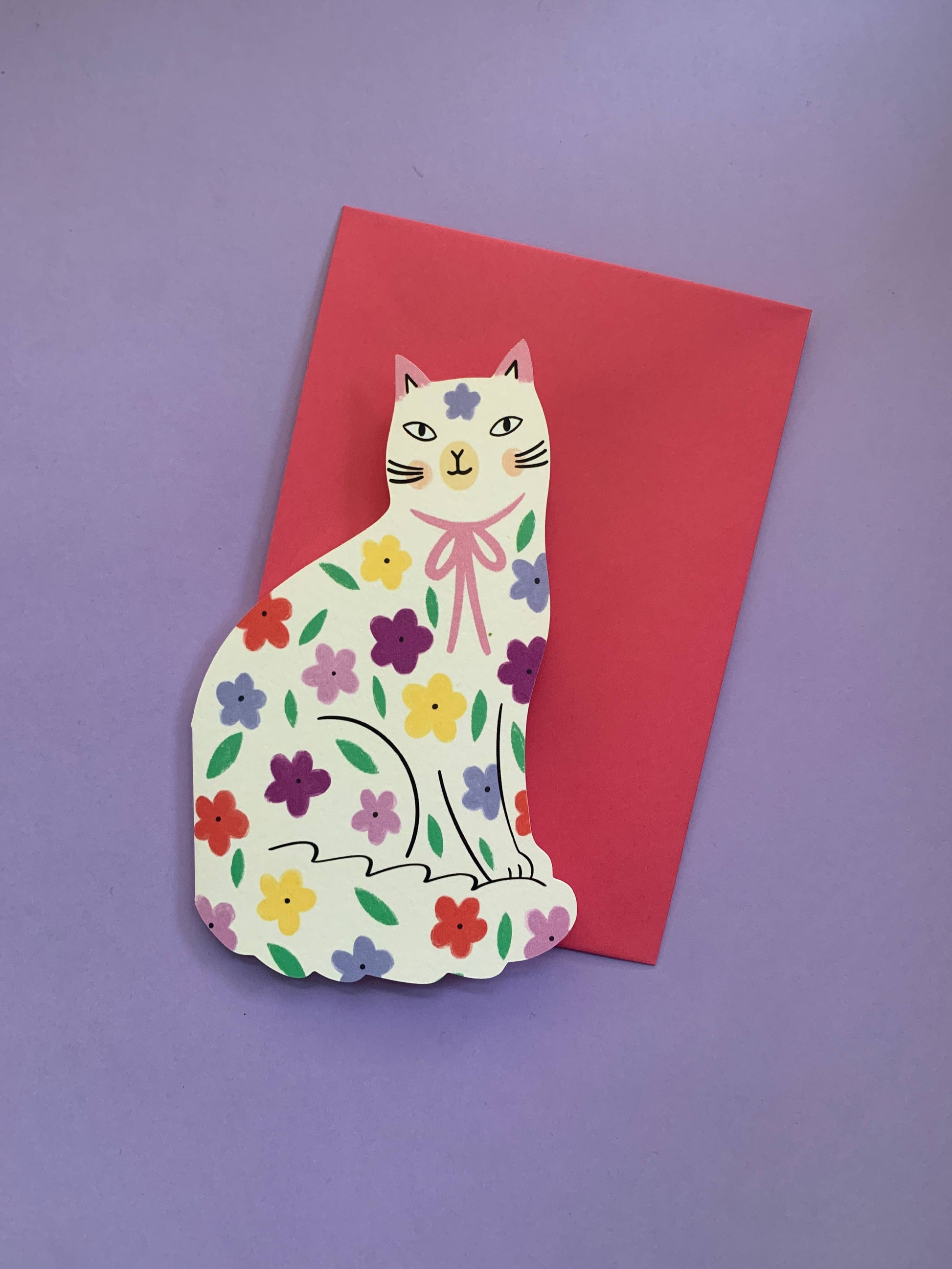 Floral pattern cat card for all occasions
