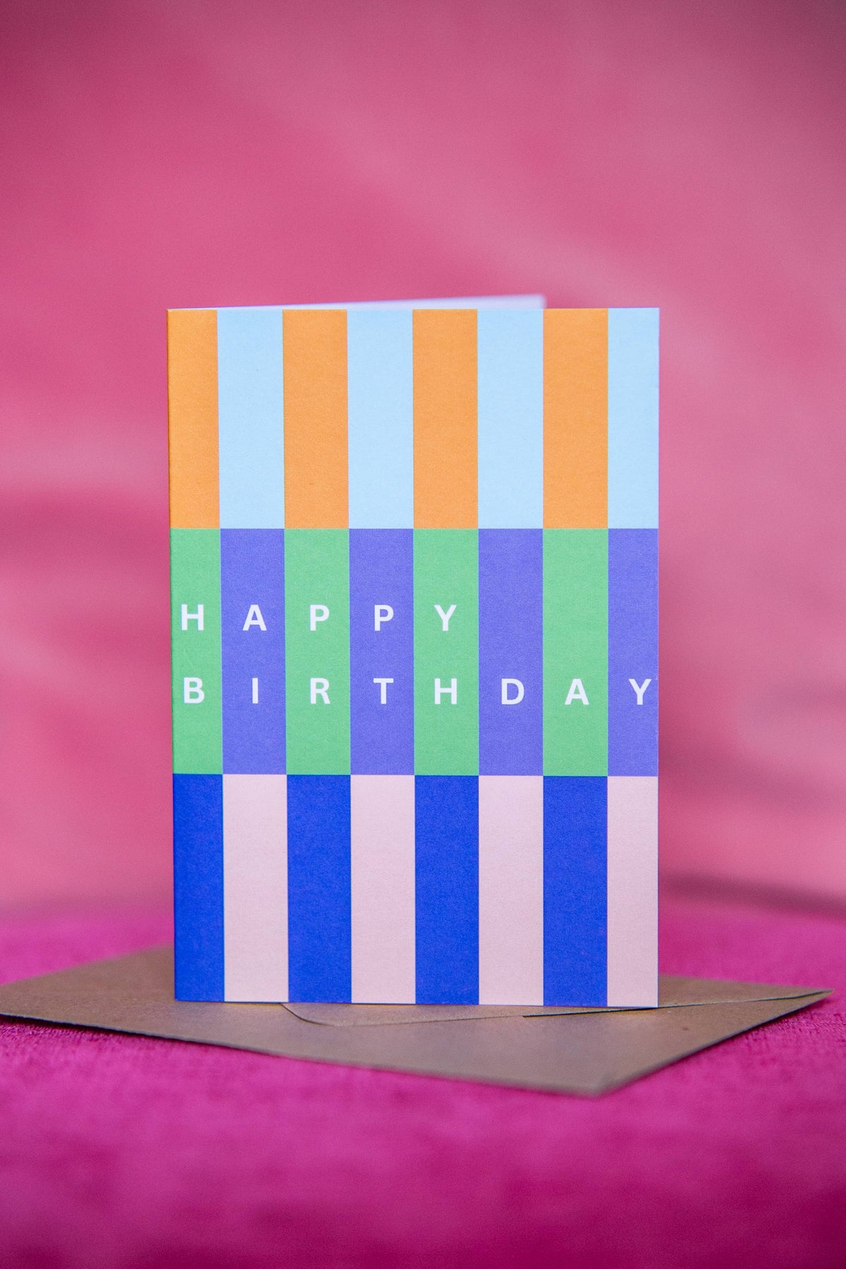 Colourful striped unisex A6 birthday card by Forget Me Not & Green