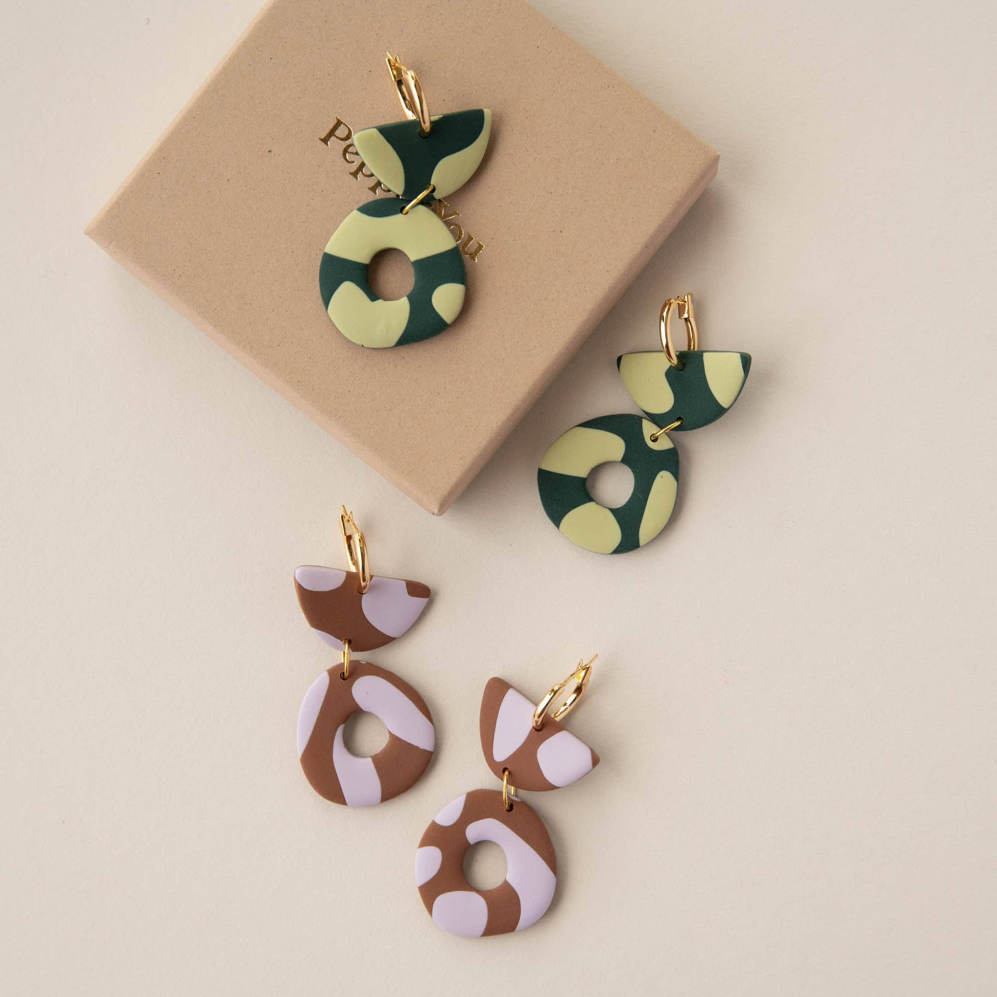 Sustainable clay earrings handmade in Britain