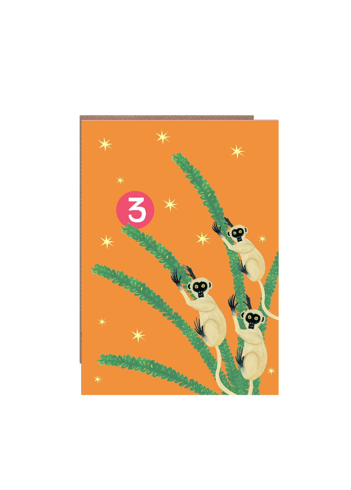 Age 3 Party Lemur Children's Birthday Card by Hutch Cassidy
