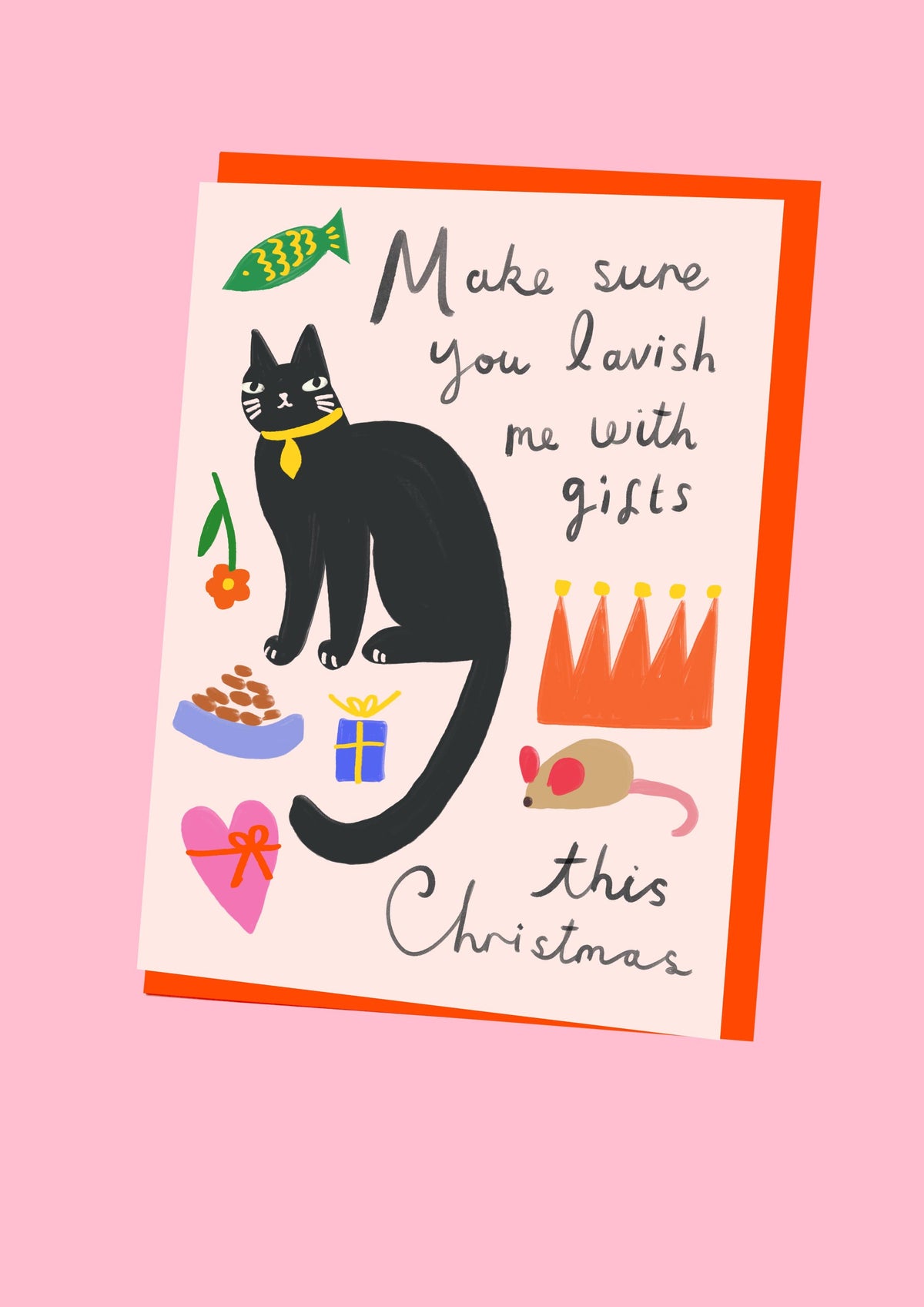 Lavish Christmas Cat Greeting Card by Kitty Kenda