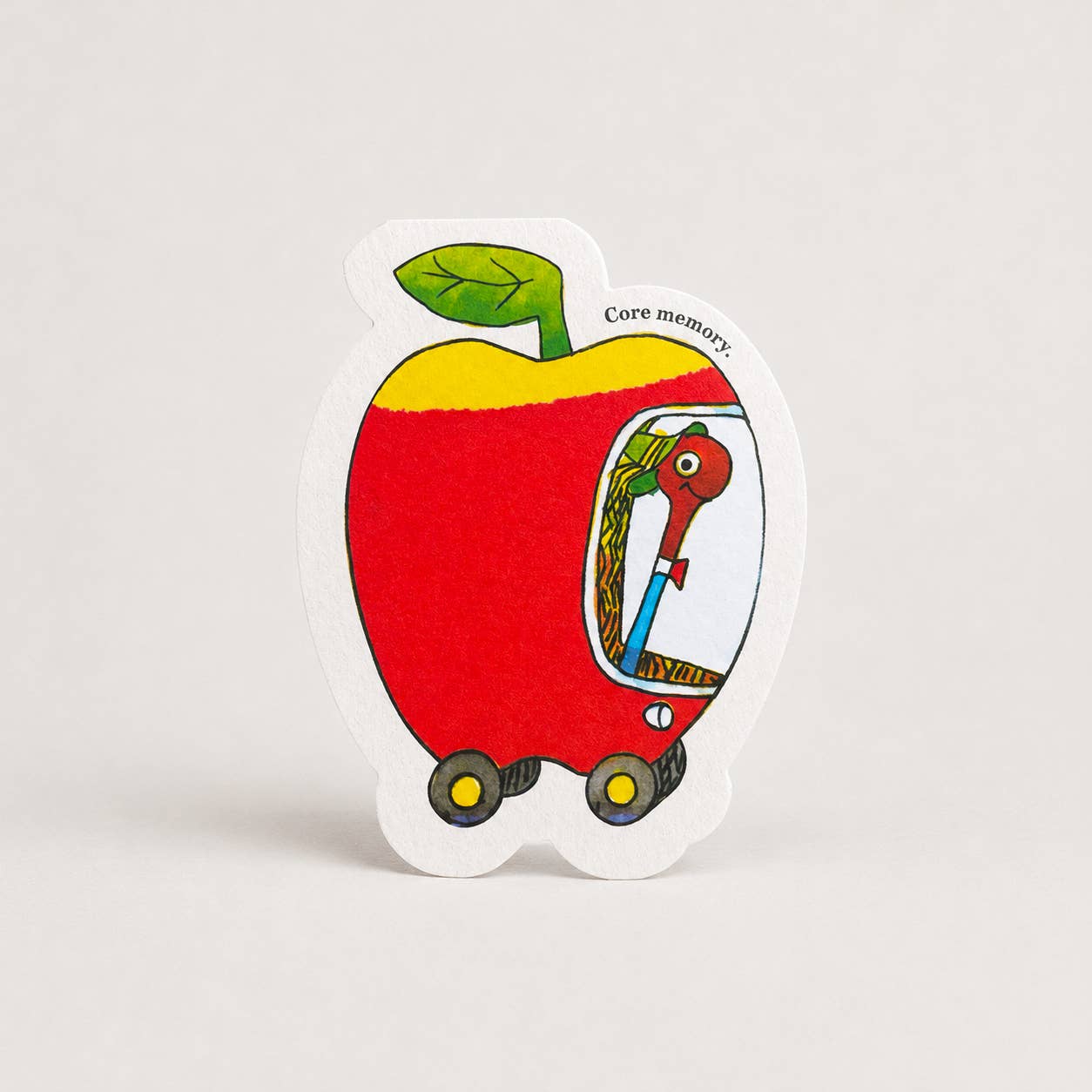 Richard Scarry Lowly Worm Apple Car die-cut birthday card front view