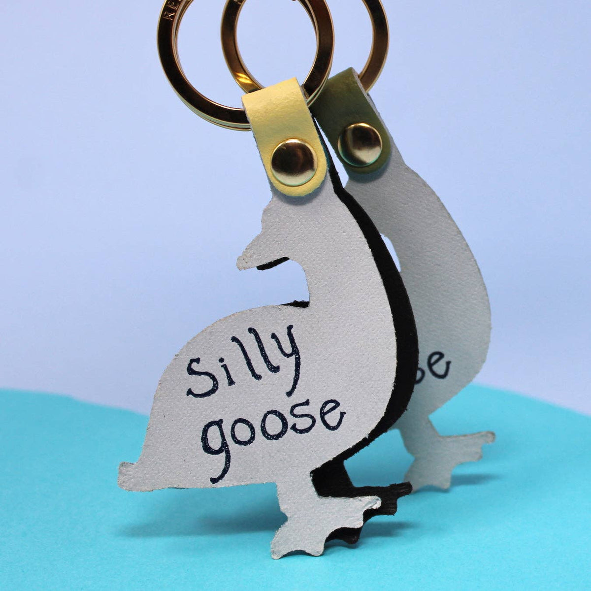Handcrafted British leather Silly Goose bag charm