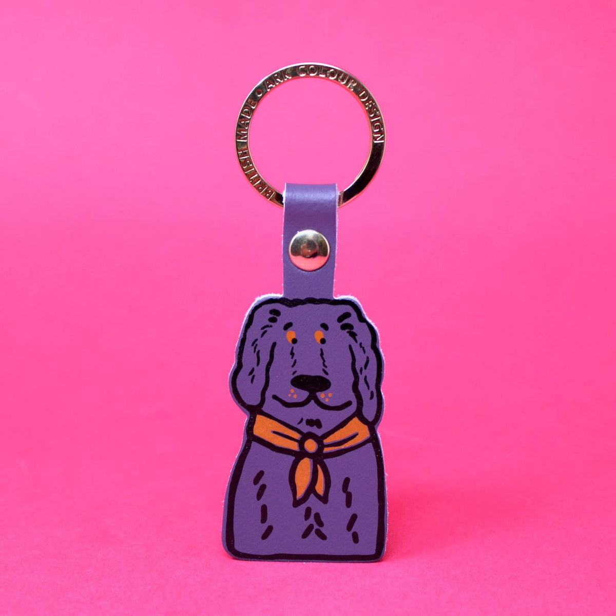 Dog lover gift leather spaniel keyring