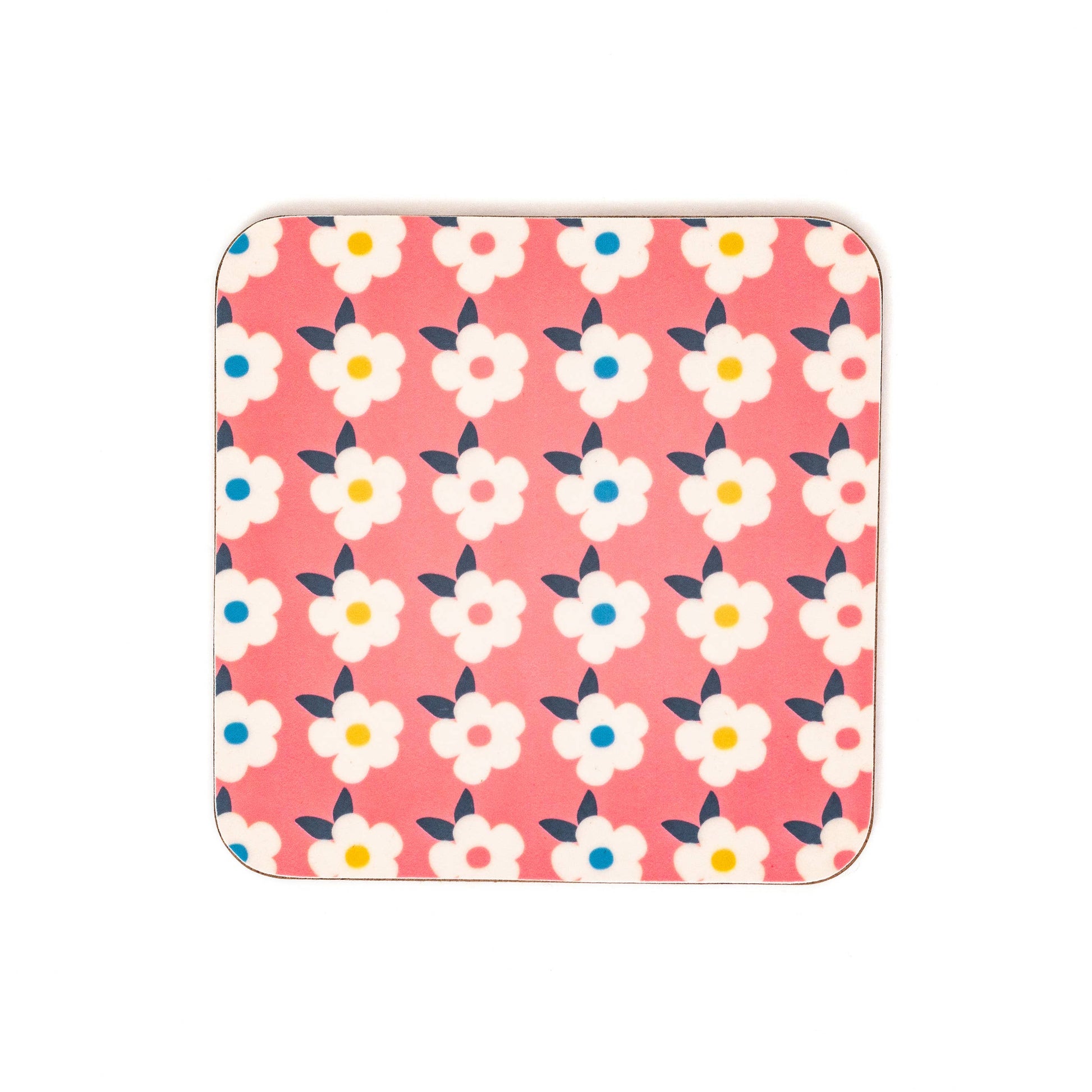 Ocean Blue Retro Floral Coaster
