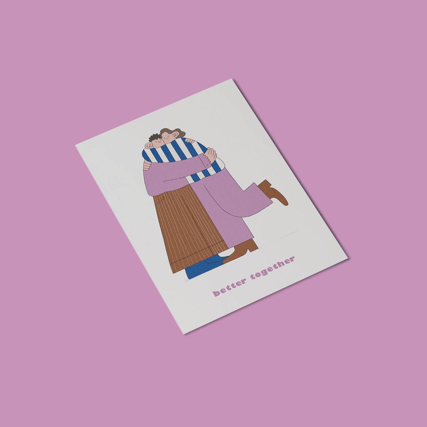 Better Together Greetings Card by Holly Fuller, sustainably sourced 300gsm plastic-free card with kraft envelope, A6 size, eco-friendly greeting card made in UK