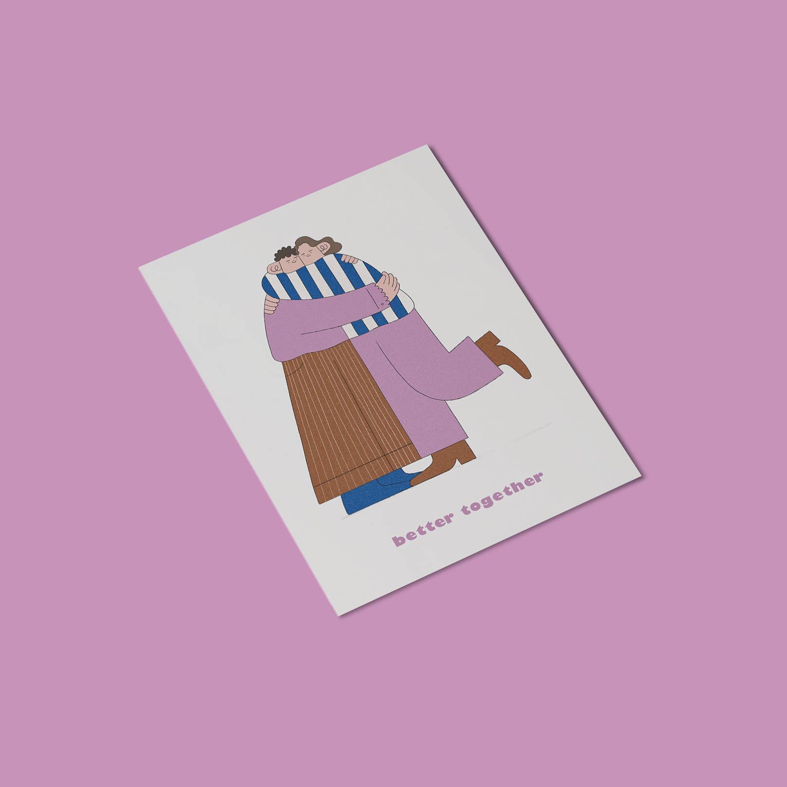 Better Together Greetings Card by Holly Fuller, sustainably sourced 300gsm plastic-free card with kraft envelope, A6 size, eco-friendly greeting card made in UK