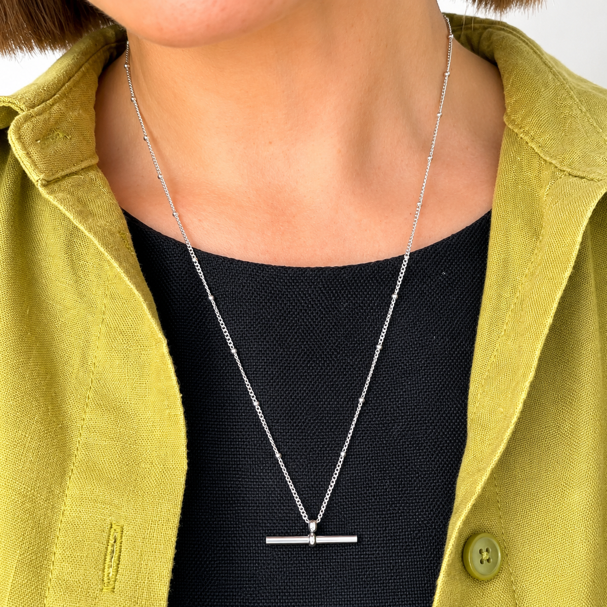 Hypoallergenic Stainless Steel Silver Bar Necklace