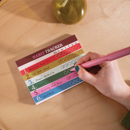 Close up of 100gsm recycled paper habit tracker pages