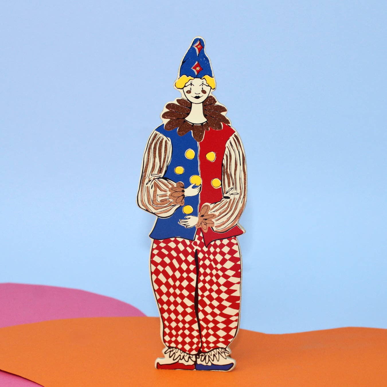 Embossed leather clown bookmark made in Scotland