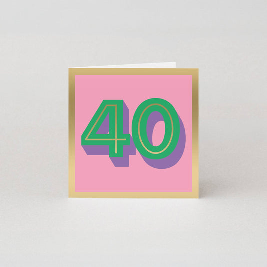 Luxury 40th Birthday Card with Gold Foil and Bold Typography
