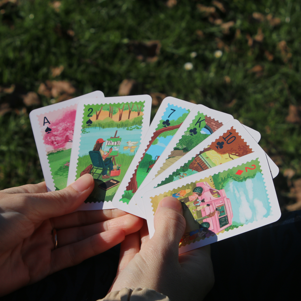 Close up of Parks of London playing cards