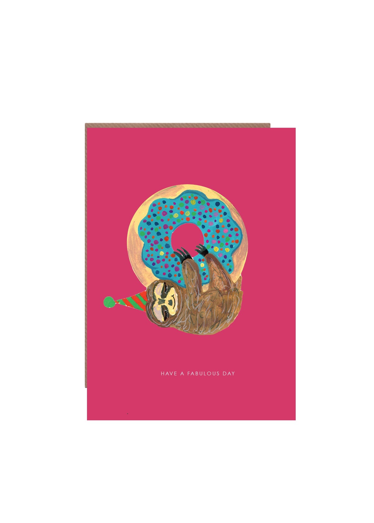 Sloth and doughnut eco friendly birthday card