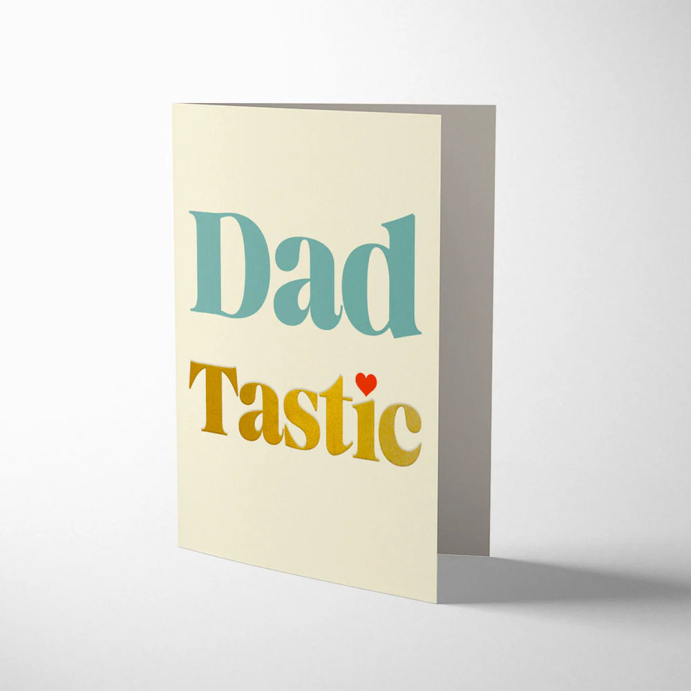 Dadtastic gold foil litho printed card for Father's Day