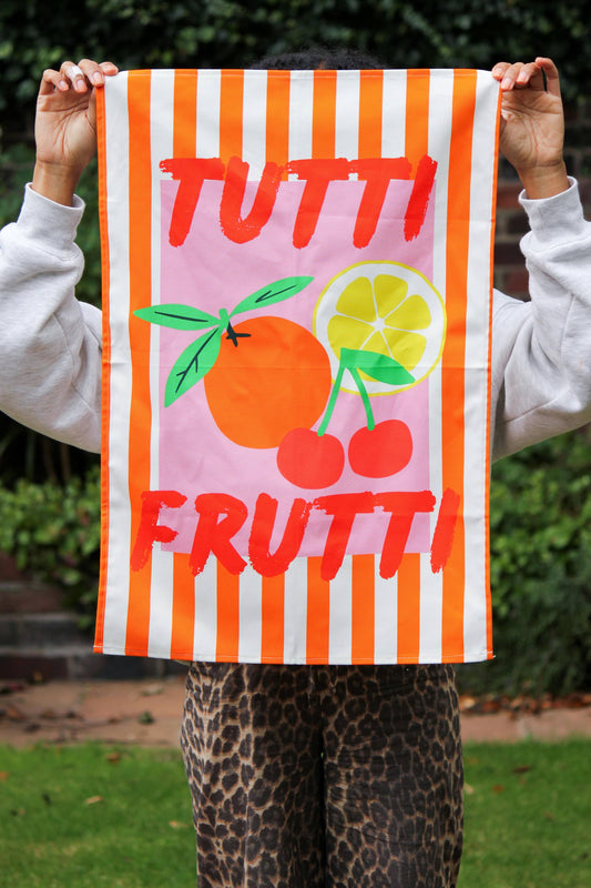 Tutti Frutti Cotton Tea Towel with oranges lemons and cherries