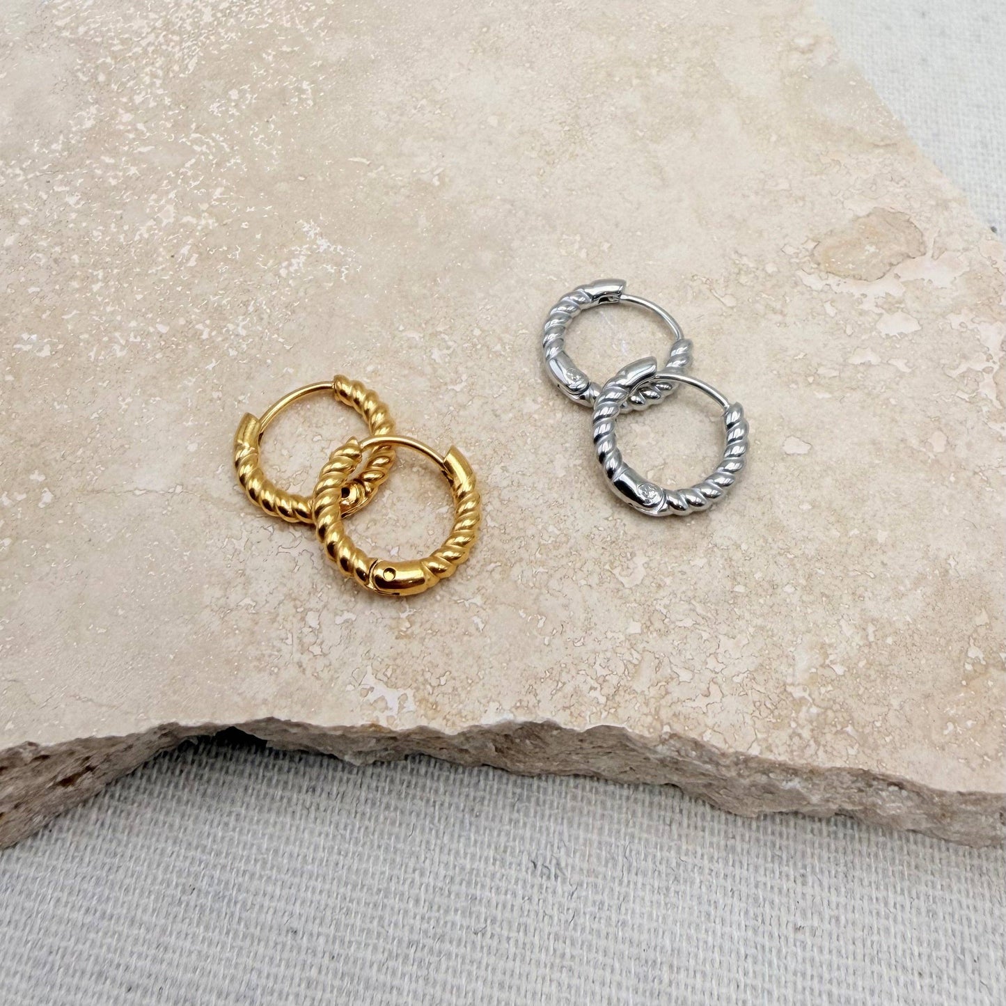 Hypoallergenic silver huggie earrings for sensitive skin