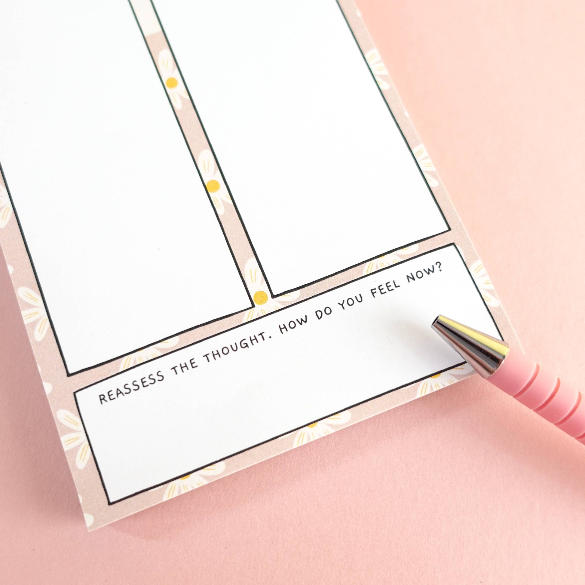 Challenge negative thoughts! Guided notepad with sections for thoughts & evidence. 50 sheets, DL size, smooth 120gsm paper. Mindful, uplifting stationery.