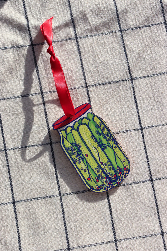 Pickle Jar Christmas Decoration, sustainably sourced wood