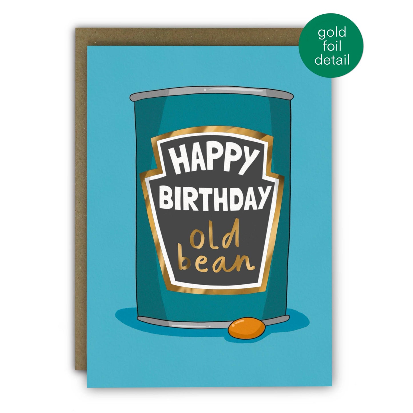Funny Old Bean Birthday Card with Gold Foil Finish