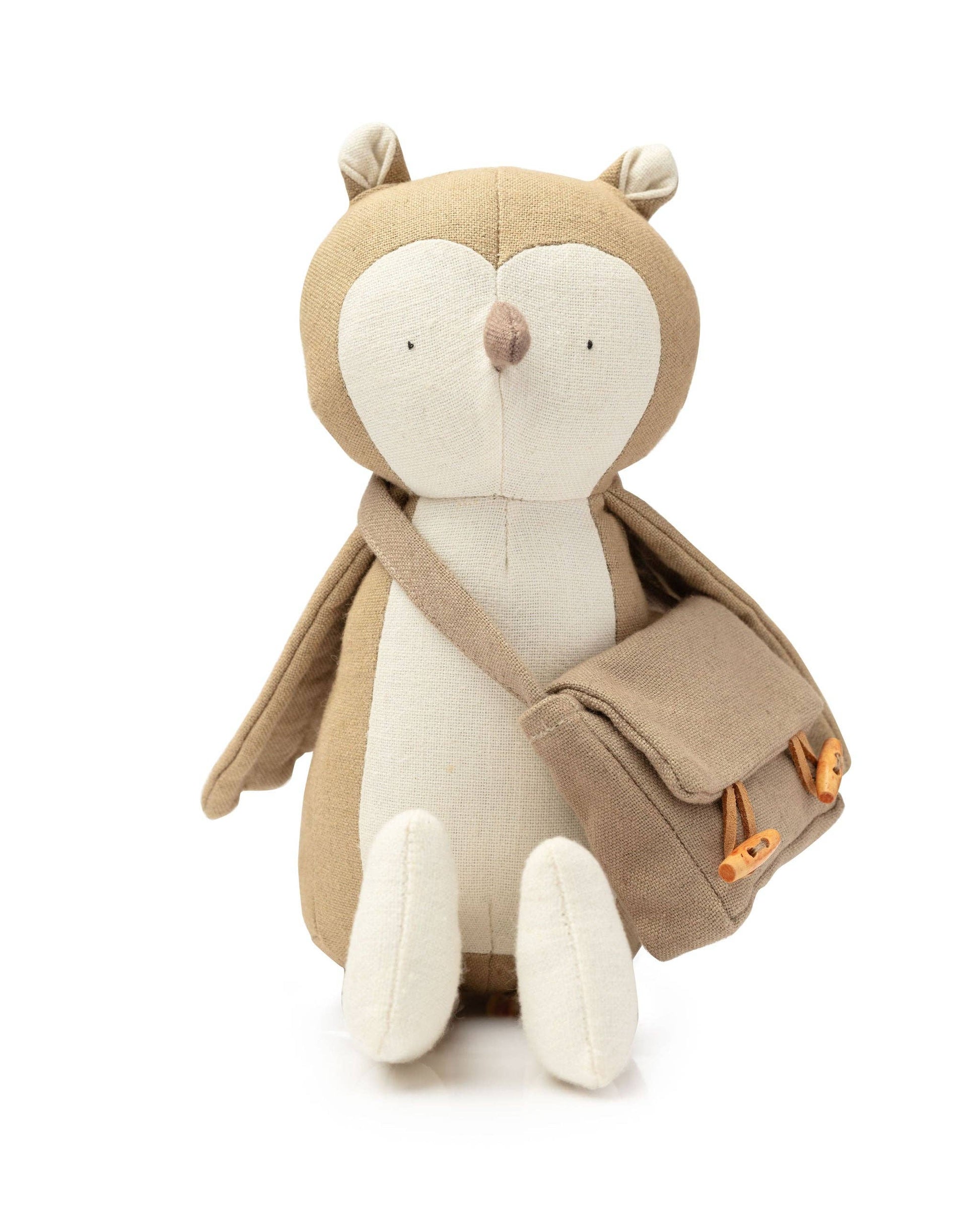 Owen The Owl 30cm plush toy, eco-friendly linen & cotton