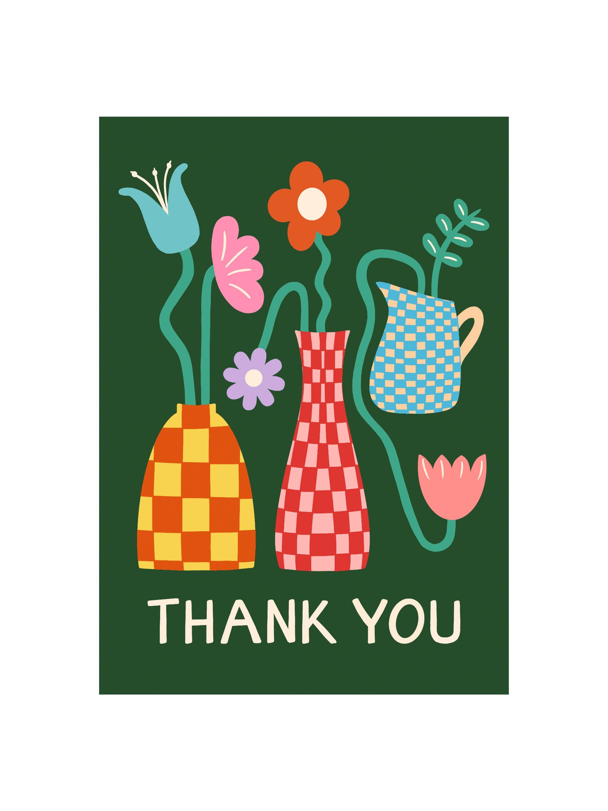 Floral thank you card printed on recycled paper with a brown kraft envelope