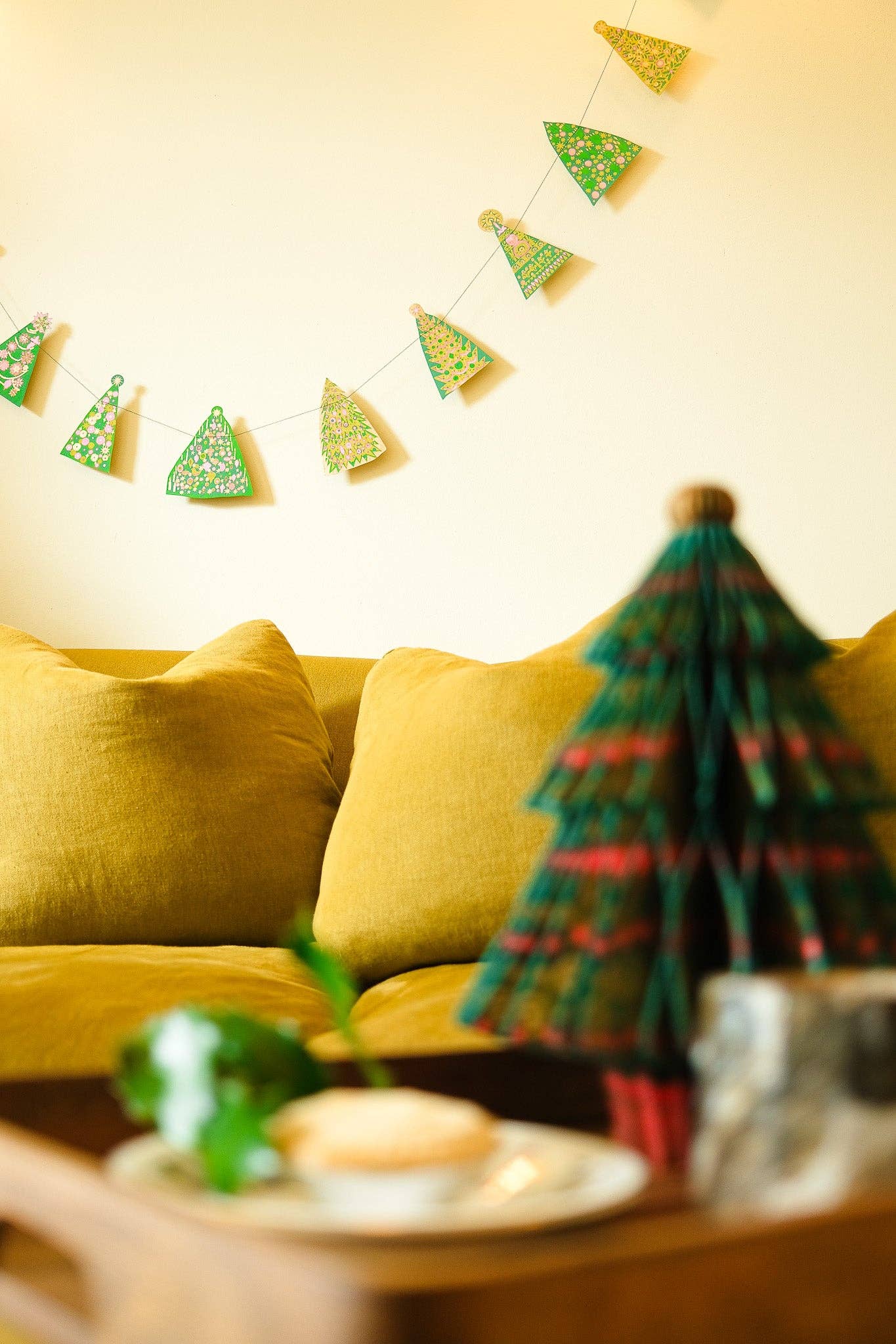 Sustainable Christmas decoration, hand-printed design