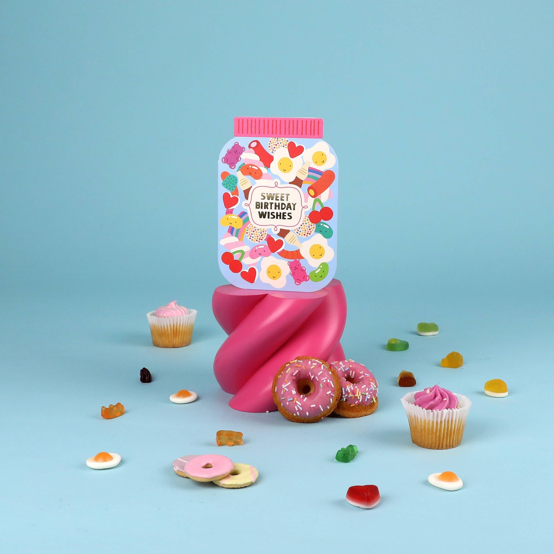 Sugar Rush Sweet Jar Birthday Card with recycled kraft envelope