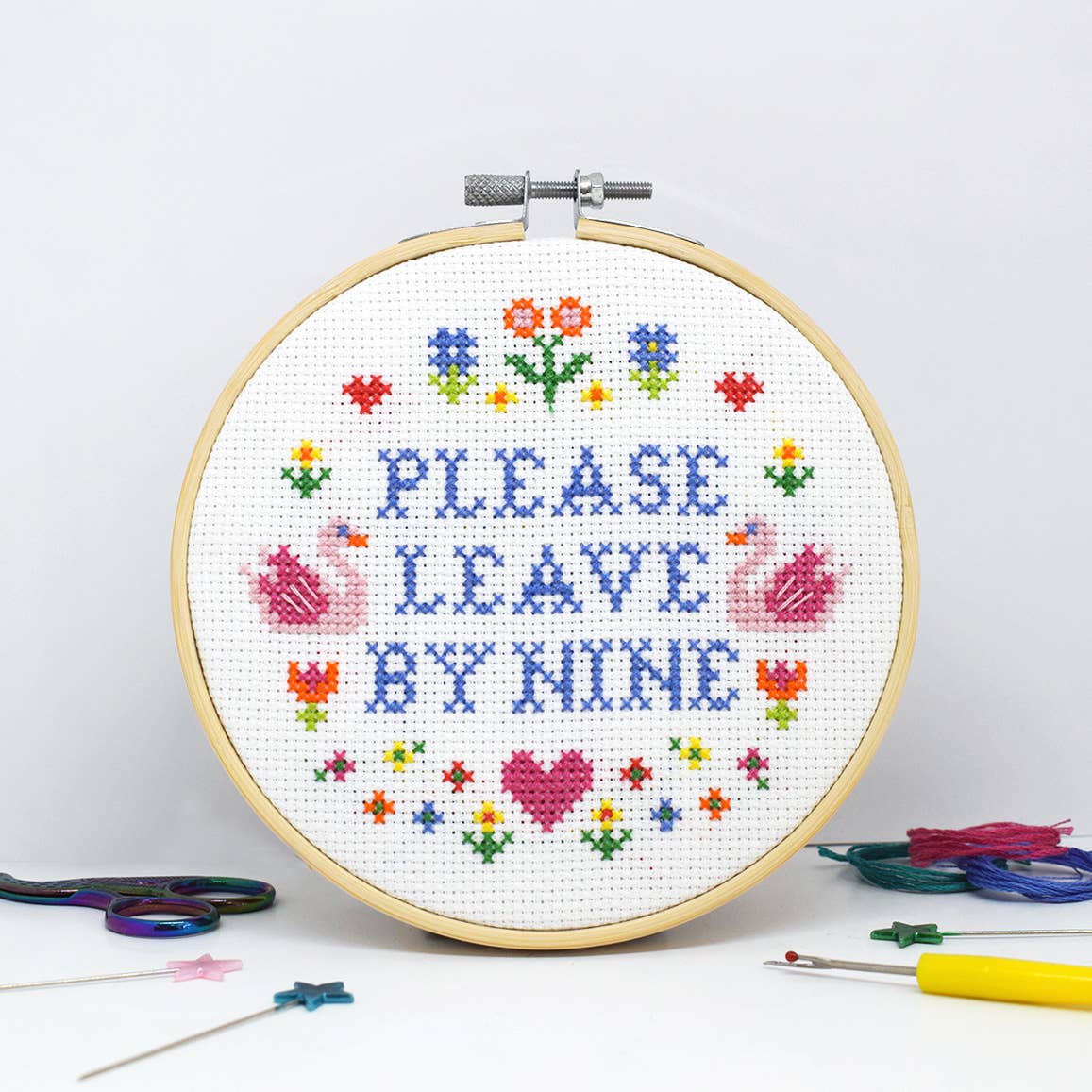 Cross Stitch Please Leave By Nine