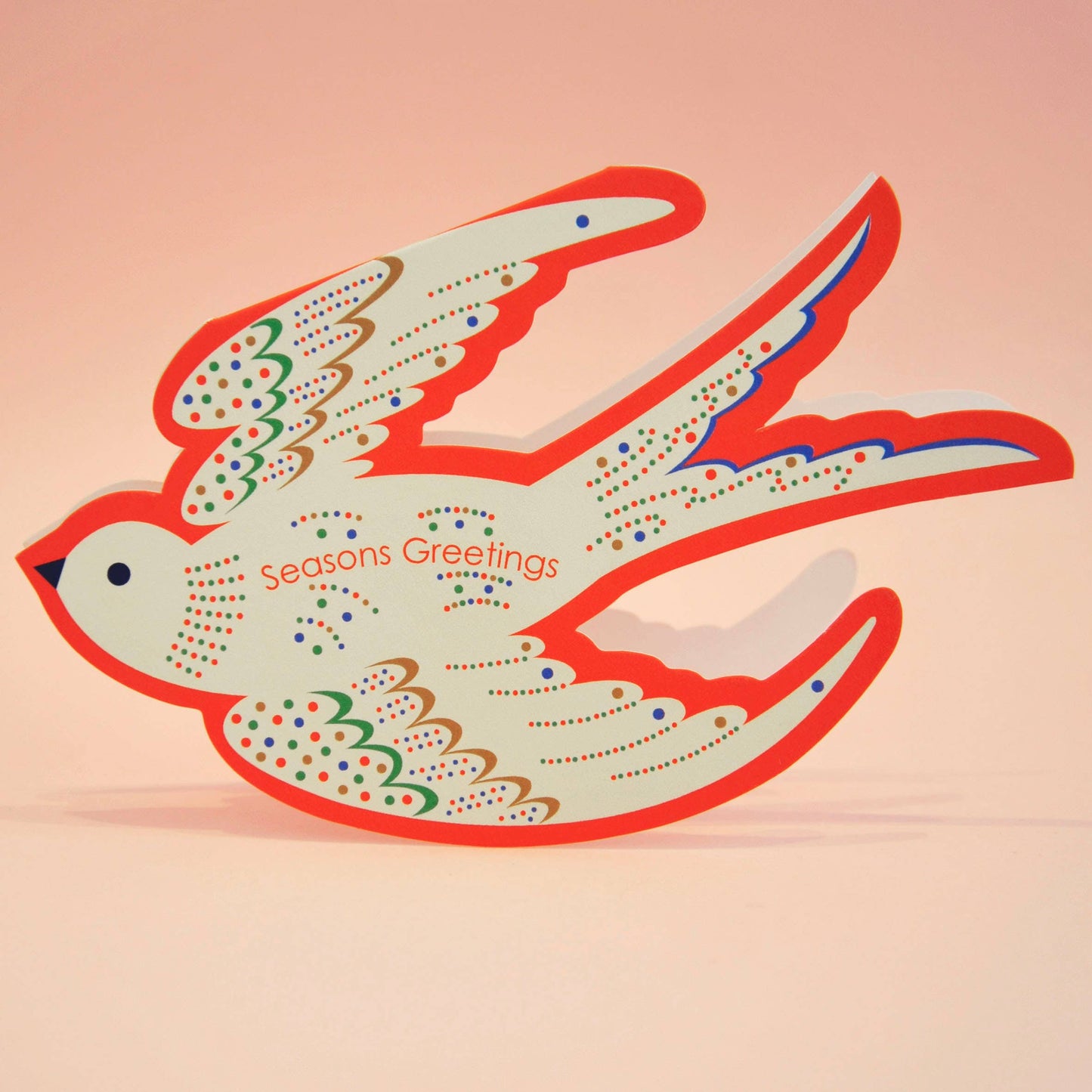 Eco-Friendly Rocking Bird Seasons Greetings Card, unique die-cut