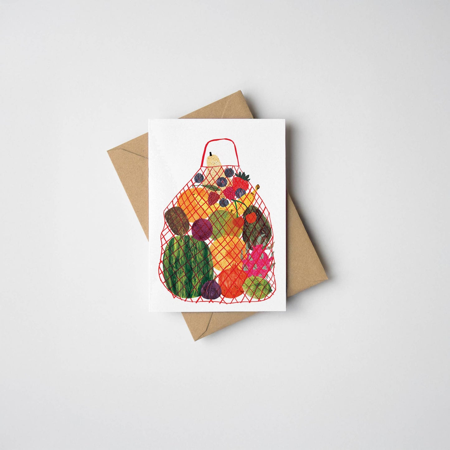 Mini Fruit Bag Greeting Card by Forget Me Not and Green