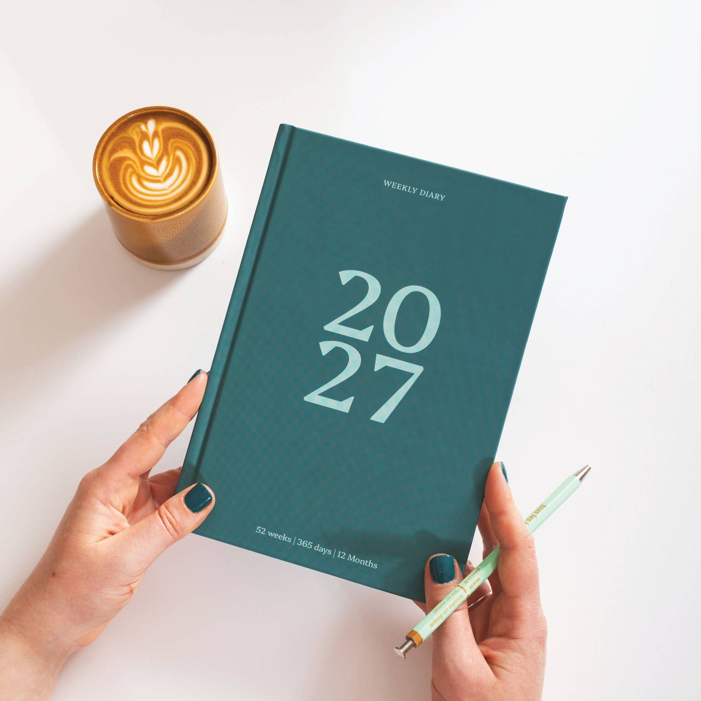 Lay flat binding of the 2027 A5 Teal Diary
